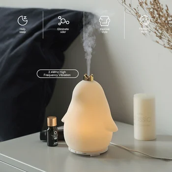 

USB Penguin Air Humidifiers With LED Light Ultrasonic Humidifier Essential Oil Diffuser Mist Maker Humidificador Gift Household