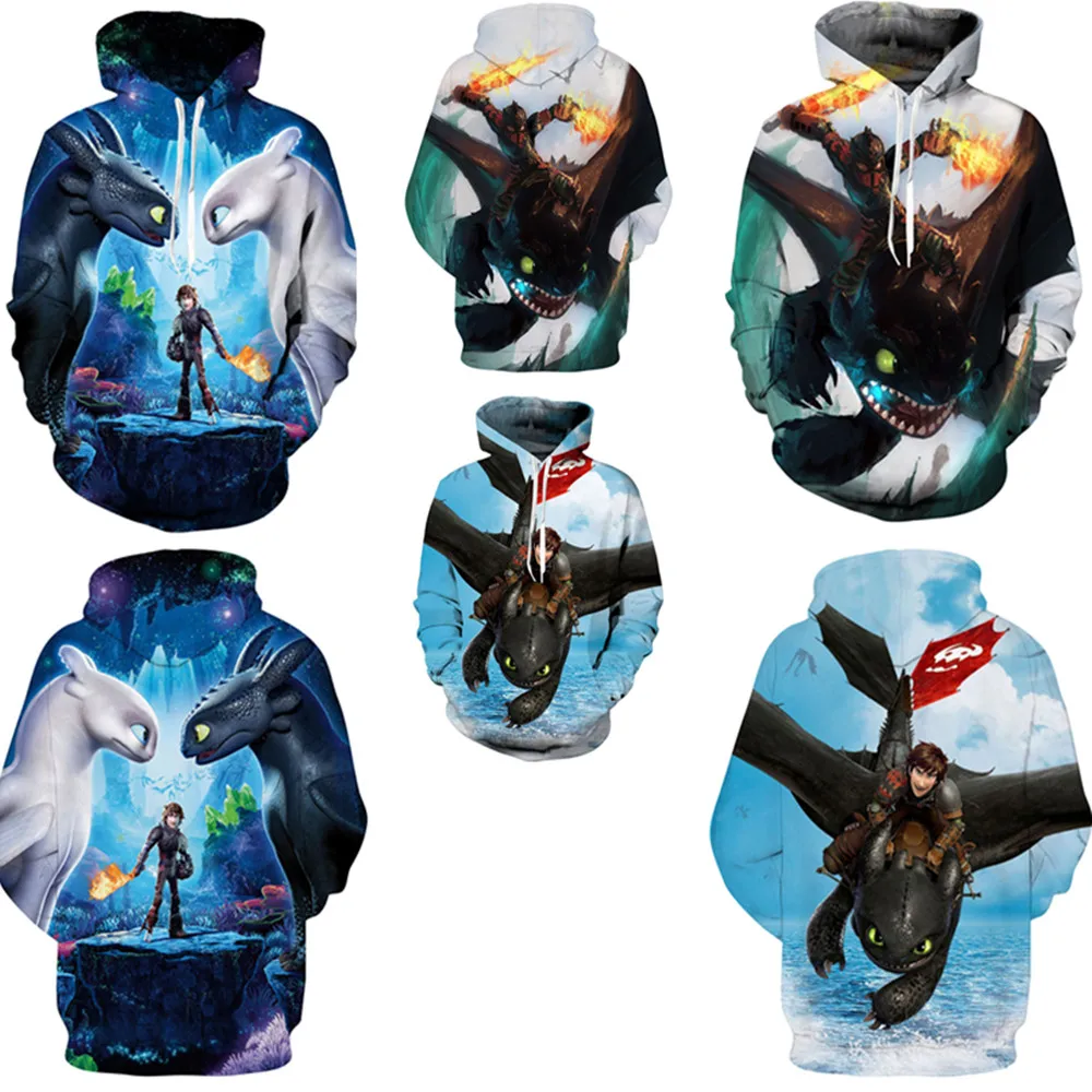 

Cosplay Hot How to Train Your Dragon 3 Hiccup Costumes Hiccup 3D Print Toothless Hoodie Sweatshirts Light Fury Hoodies Jackets