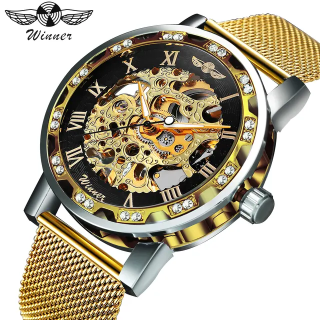 WINNER Fashion Business Mechanical Mens Watches Top Brand Luxury Skeleton Dial Crystal Iced Out Wristwatch Hot WINNER Fashion Business Mechanical Mens Watches Top Brand Luxury Skeleton Dial Crystal Iced Out Wristwatch Hot Sale Clock 2019