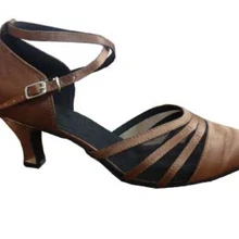 ; женские коричневый Атлас для Бальных и латиноамериканских танцев; танцевальные туфли для сальсы; Танцевальная обувь; все размеры