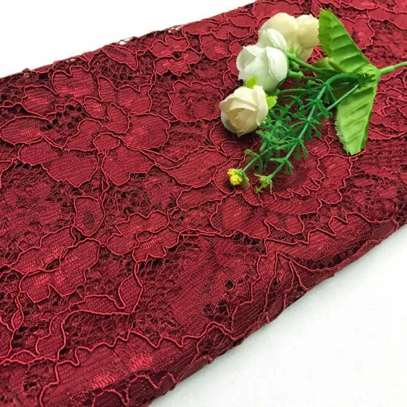 1 ярд 1,45 м ширина высококачественная одежда водорастворимый Африканский шнур кружевная ткань для свадебного платья найти цветы гипюр кружевная ткань - Цвет: win red