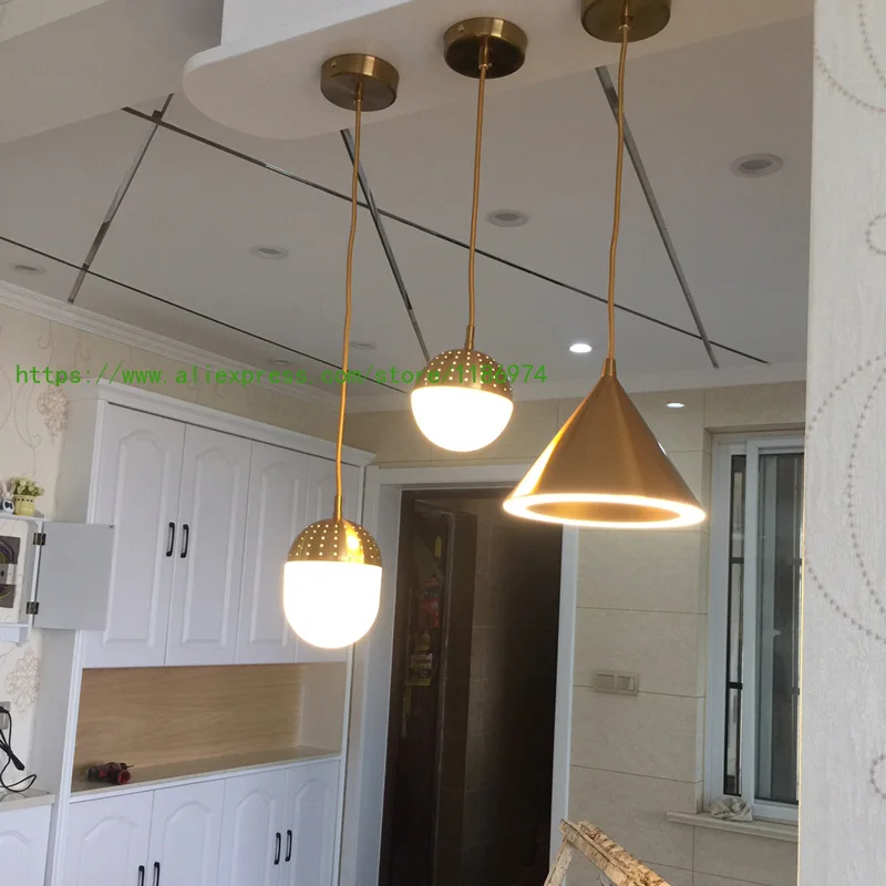 Современный скандинавский ресторан Pendant Lights латунный золотой алюминий Подвесной