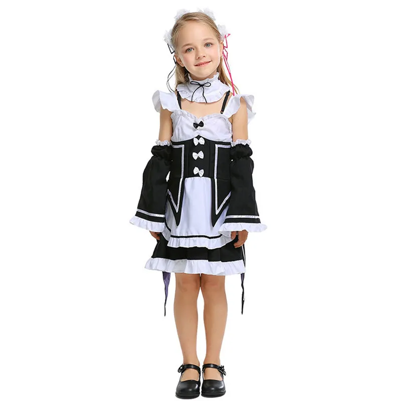 Косплей девочки на Хэллоуин ОЗУ Рем детская горничная костюм Re:Zero kara Hajimeru Isekai