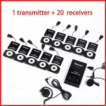 Wireless tour guide system audio guide for tour guiding church teaching 1 transmitter 20 receivers mic