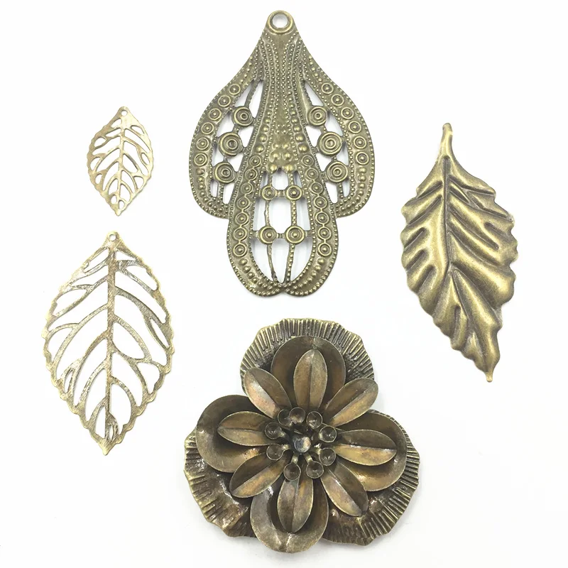 

10Pcs Connectors Embellishments Decoration Flower Leaf Oval Filigree Wraps Alloy Jewelry DIY Crafts Accessories