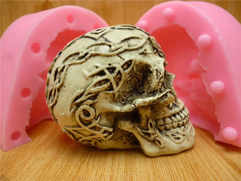 HTB1eHdJaovMR1JjSZPcq6A1tFXam 3D small skull fondant silicone mold chocolate mold soap candles tool