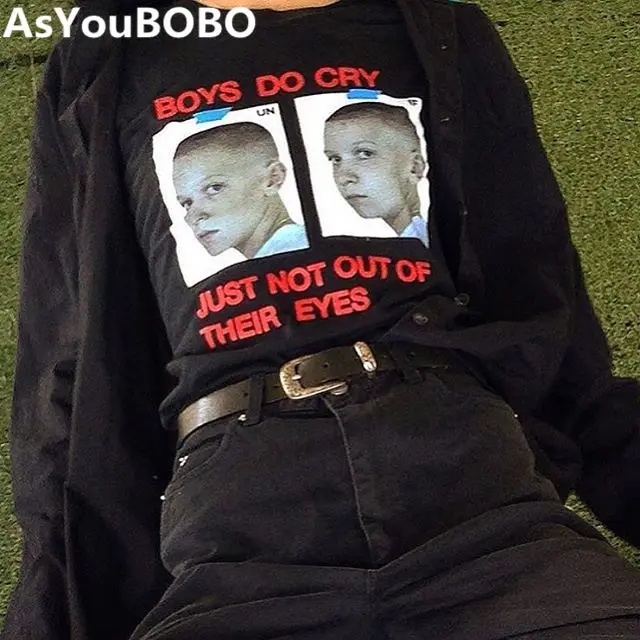 

Harajuku vintage casual cry boy tee boys do cry just not out of their eyes pattern oneck cotton short sleeve tshirts YQ-315