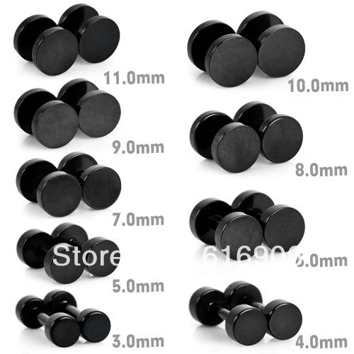 Black Plated Round Tragus Earrings Studs Gauges In Body Black Plated Round Tragus Earrings Studs Gauges