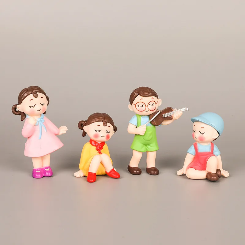 

4Pcs/Set Mini Stool Couples Dolls Fairy Garden Miniatures Decor Dollhouse/Terrarium Action Figures Figurine DIY Micro Landscape