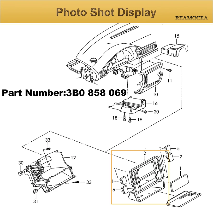 Reamocea 3B0858069 3B0 858 069 ABS приборная панель с центральной консолью, рамка для радиоуправления для VW Passat B5 1998 2001 2002-2005