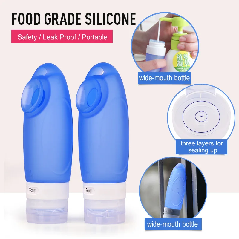 

89ml Portable Travel Shampoo Bottle Set Leakproof Squeeze Silicone Travel Containers for Toiletries Shampoo Conditioner