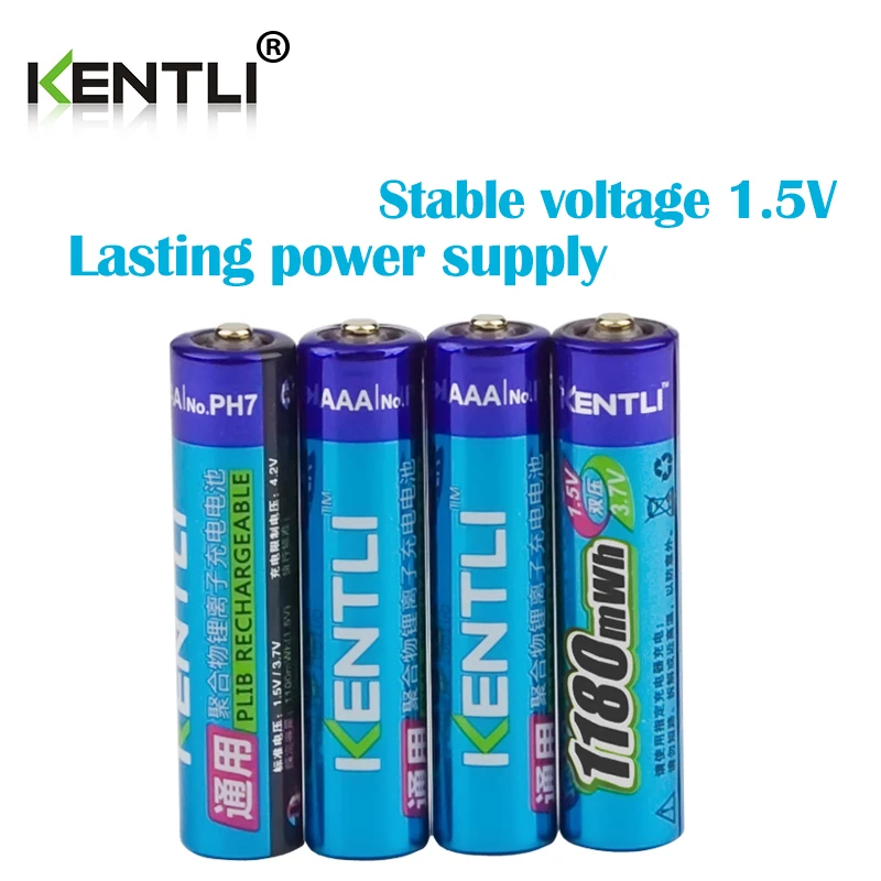 Goede KENTLI 8 pcs 1.5 v aa aaa batterijen Oplaadbare Li polymer Lithium batterij + 4 slots AA AAA lithium li ion Smart Charger