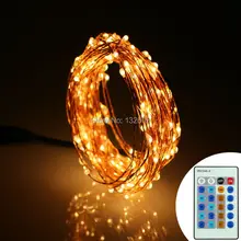 6M/20Ft 120Leds Copper Wire Christmas Fairy Lights Warm White Remote Control LED String Light Starry Lights +AC Adapter