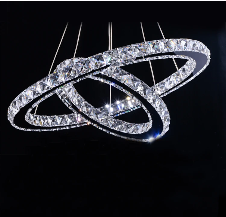 

Phube Lighting LED Ring Chandelier Light Modern Amber Crystal Lustre Chandeliers Light Lighting included Remote Control