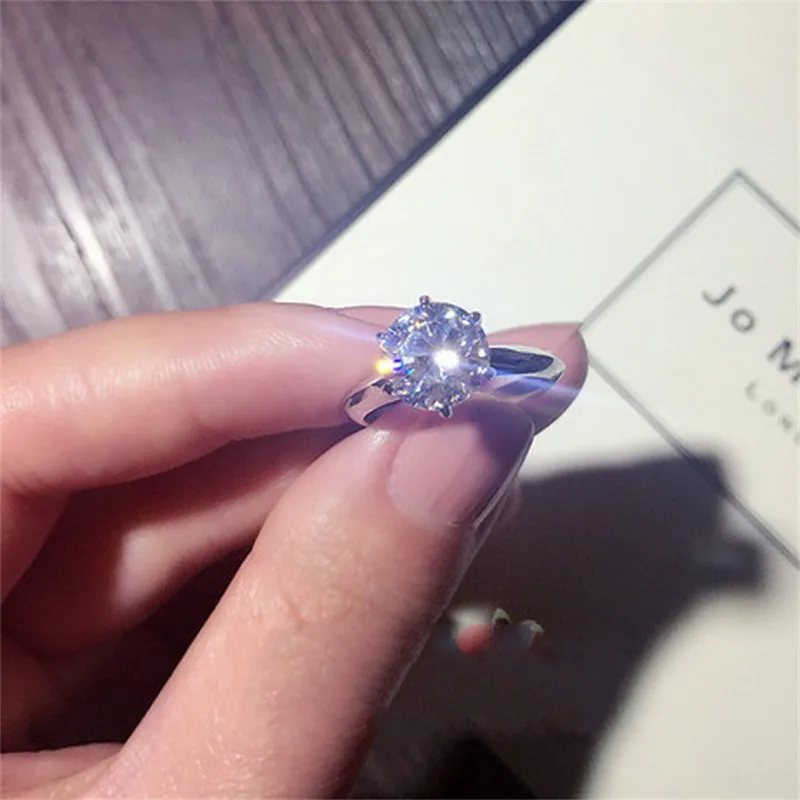 YANHUI Original 925 Solid Silver Ring For Women Solitaire 1.5ct Diamant Engagement Rings Wedding Finger Ring Fine Jewelry YNR121