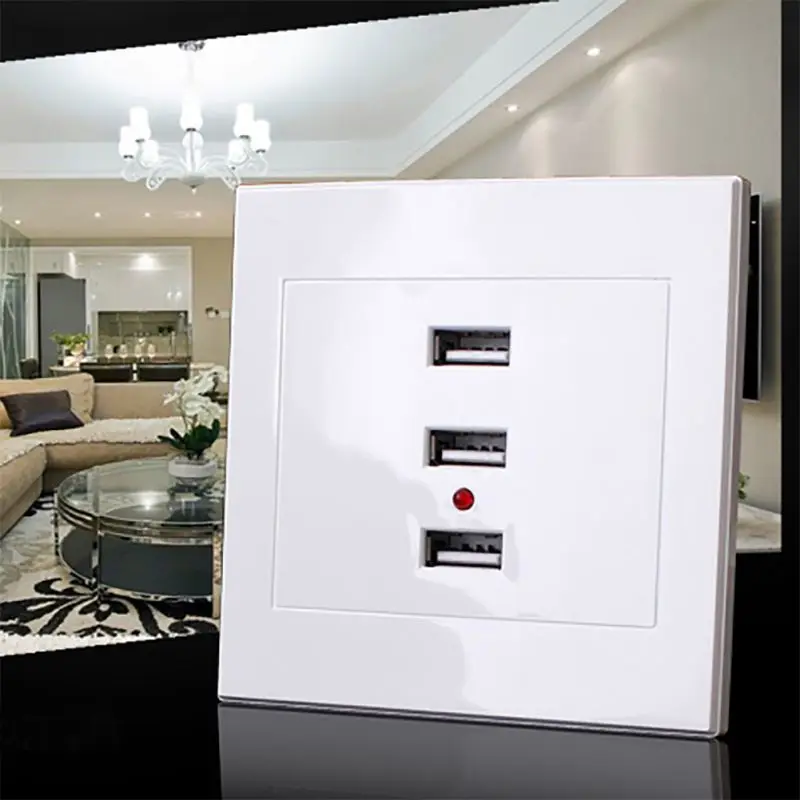 

220V To 5V Socket with Usb Port Home Useful 3 Port USB Smart Power Charger Socket For Cell Phone PC Wholesale