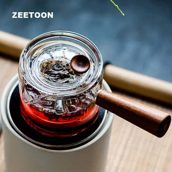

180ml Japanese style Transparent Glass Teapot Wooden Side Handle Tea Pot Kung Fu Tea Set with Filter Flower Tea Coffee Maker New