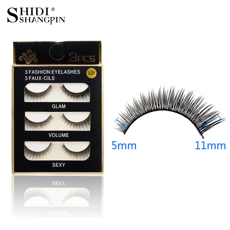 

SHIDISHANGPIN 3 pairs false eyelashes natural long 1 box lashes full strip lashes eyelash extension synthetic hair soft eyelash
