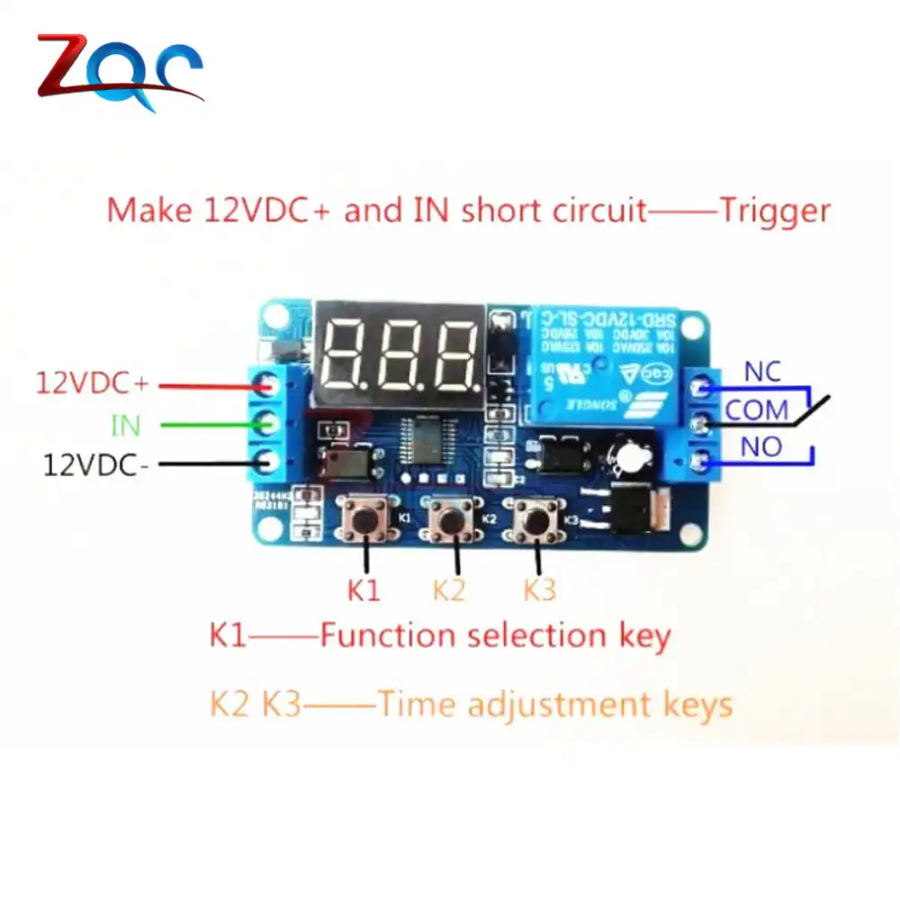 DC 12V 3CH Adjustable Trigger Delay Time Switch Timer Board Relay Module 10A