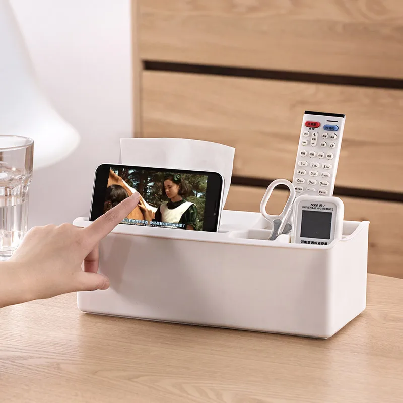  Plastic Multifunction Tissue Box Pen Pencile Remote Control Desk Organization Home Storage Cases Pa