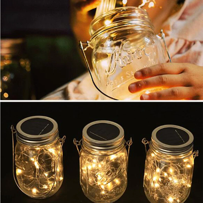 

LED Solar Mason Can Lid Cap Light String LED Fairy Light for Garden Yard Landscape Decor Solar LED Party Atmosphere