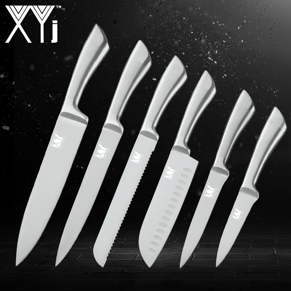 XYj 6PCS Stainless Kitchen Knife Set 7Cr17mov High Hardness Stainless