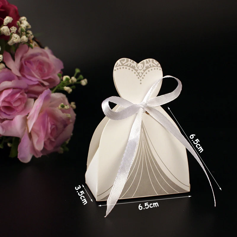 10Pcs Candy Box Bridal Gift Cases Groom Tuxedo Dress Gown Ribbon Wedding Favors Sugar Case Wedding Decoration mariage casamento (3)