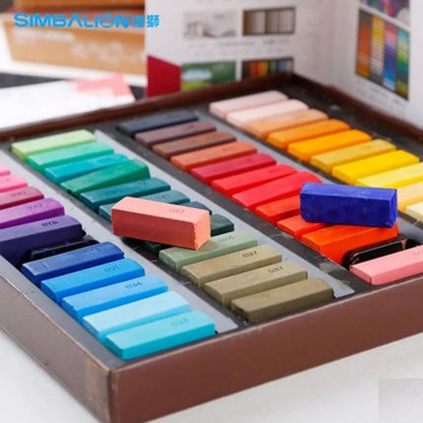 SIMBALION 24/ 48 colors soft pastel multicolour chalk stick hsp short