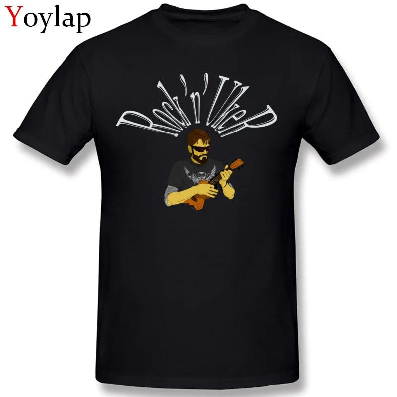 Cool ukulele rock and uker T Shirts Men's Design Cotton Tops & Tees O Neck Short Sleeve Music Print on Clothing