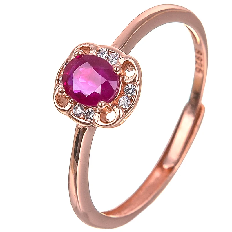 Top Quality Simple Bezel Setting Natural Ruby Ring Wedding Ring Jewelry