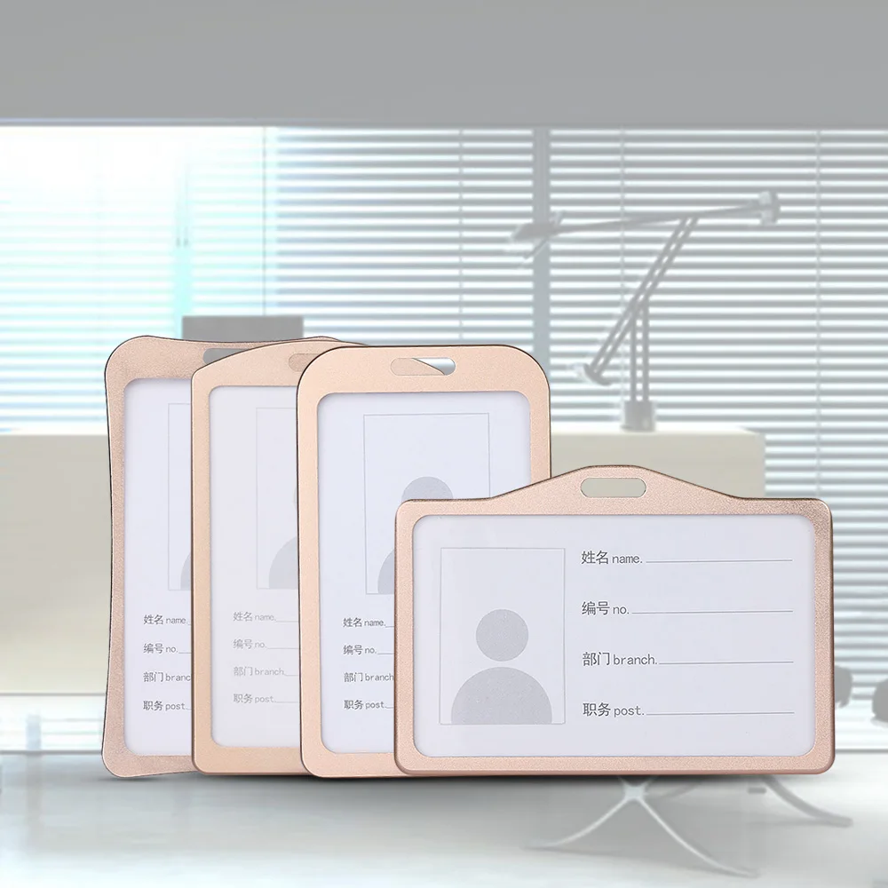 

New Arrival 1pcs Aluminum Alloy Metal Vertical ID Badge Holder Bank Credit Card Bus Card Case Holders Office School Stationery