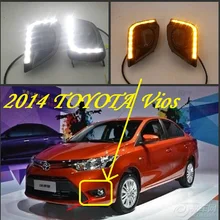Бампер лампа для 2014 2015 2016 дневной свет Vios дневного света, автомобильные аксессуары светодиодный LED, Vios противотуманных фар, 2 шт./компл., Vios передний свет