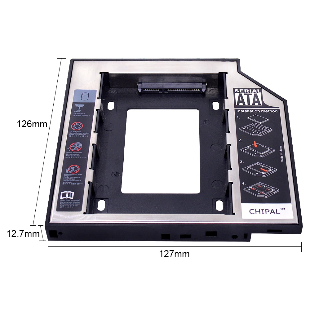 CHIPAL Универсальный 2-ой HDD Caddy 12,7 мм SATA 3,0 2," SSD чехол для жесткого диска+ Светодиодный индикатор для ноутбука CD корпус для ноутбука DVD ROM optibay