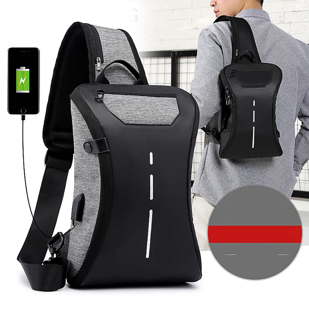 

Men Multifunctional Waterproof Chest Pack USB Charging Interface Sports Outdoor
