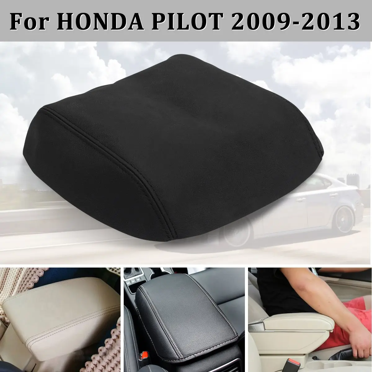 

Car Real Leather Center Console Lid Armrest Cover Pad For Honda For Pilot 2009 2010 2011 2012 2013 Black/Grey/Beige