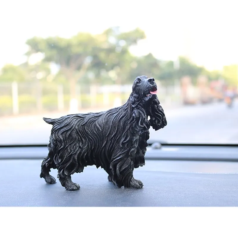 Милая статуя щенка спаниеля, Английский кокер-спаниель, статуэтка терьеров, скульптура из смолы, ремесла, бизнес-подарки L3441 - Цвет: Черный