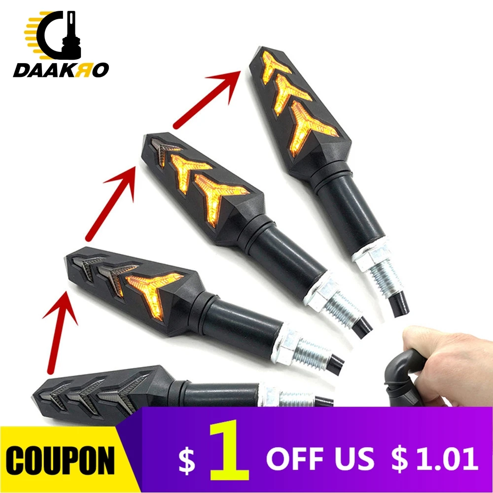 

4PCS Motorcycle LED Flowing Water Turn Signals Blinker Flashing Lights Built Relay Bendable Motorcycle Tail Flasher Indicator