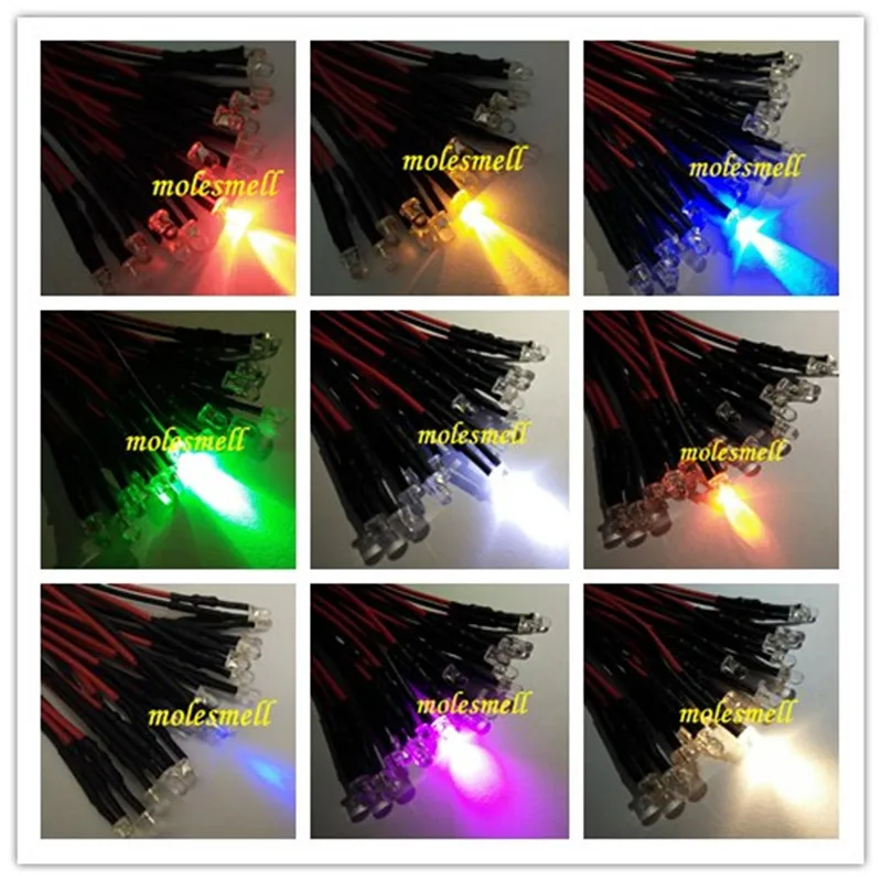

10pcs 3mm 24v Colorful LED Lamp Light Set Pre-Wired 24V DC Wired led red yellow blue green white orange purple pink warm white