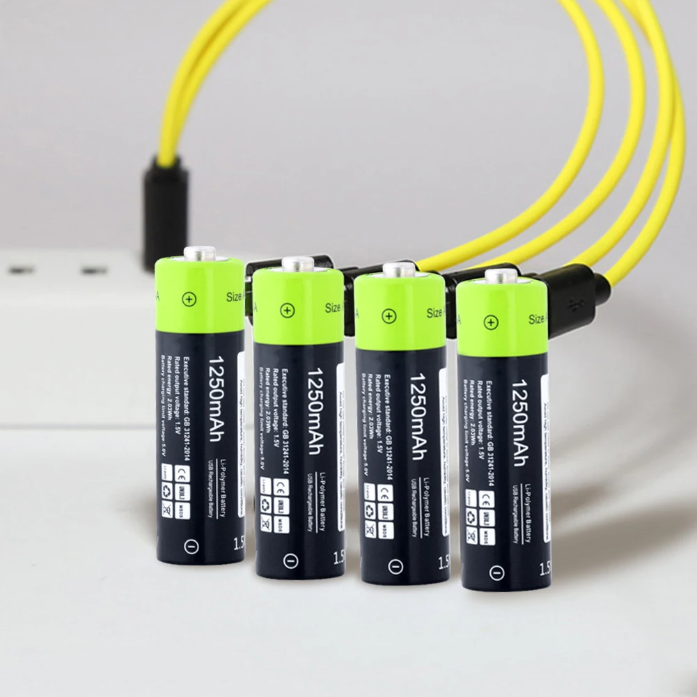 

1250mAh Rechargeable AA Battery With Micro USB Plug Cable Charger Adapter Kit AA Battery lithium polymer battery