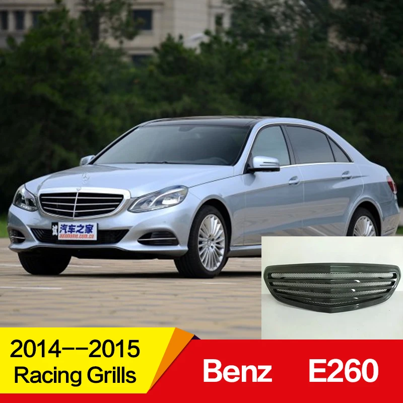 

Use for Mercedes-Benz E260 Racing Grills 2015 Year glossy carbon fibre Refitt Front Center Racing Grille Cover no car logo