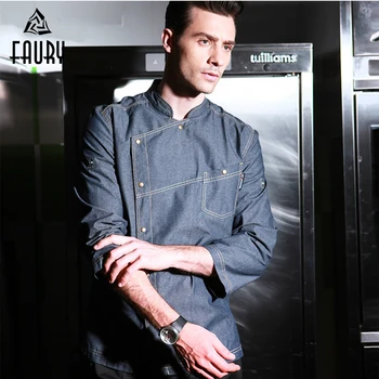 

High Quality Food Service Work Uniforms Adjustable Long Sleeve Restaurant Hotel Cafe Waiter Top Chef Cozinha Overalls Jackets
