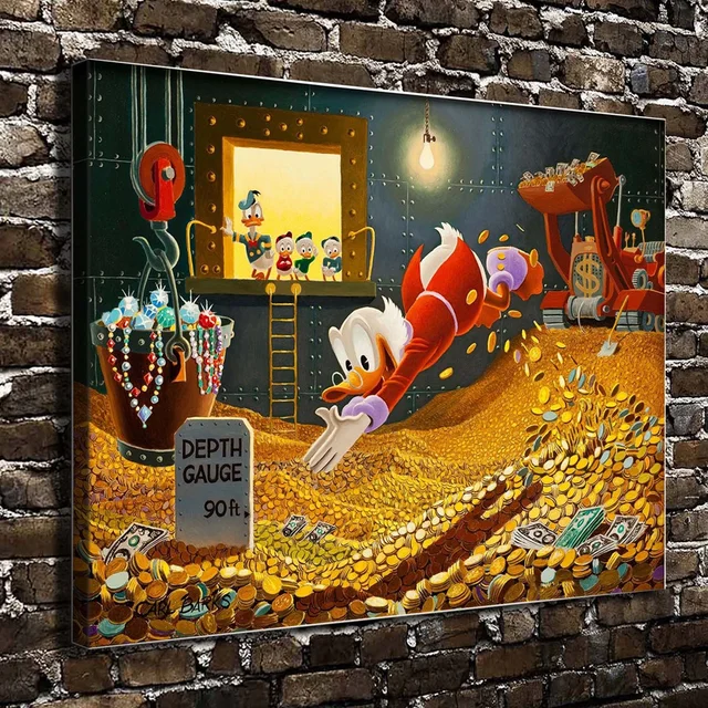 s1344 donald duck scrooge mcduck cartoon film hd canvas print home