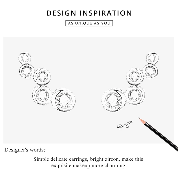 WOSTU дизайн подлинные 925 пробы серебряные серьги простые 5 круг CZ серьги-гвоздики для женщин модные ювелирные изделия CTE235
