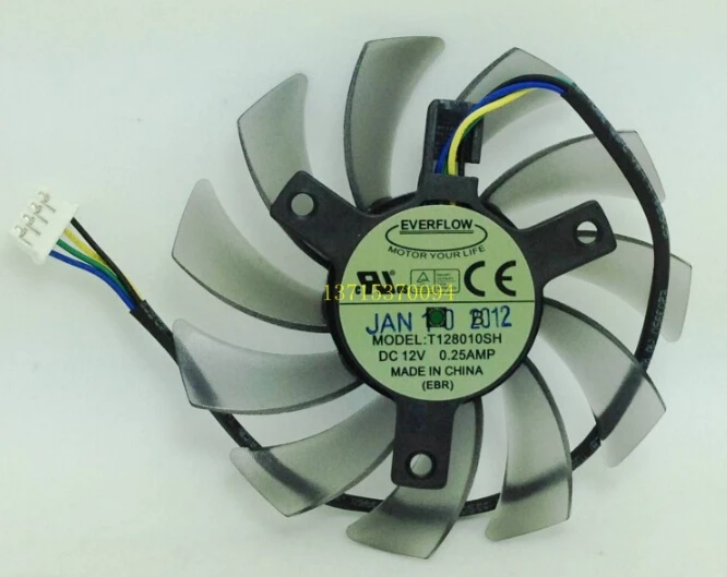 

EVERFLOW T128010SH 75mm Graphics / Video Card VGA Cooler Fan Replacement 40mm 12V 0.25A 4Wire 4Pin for ASUS GTX560 GTX660 HD5870