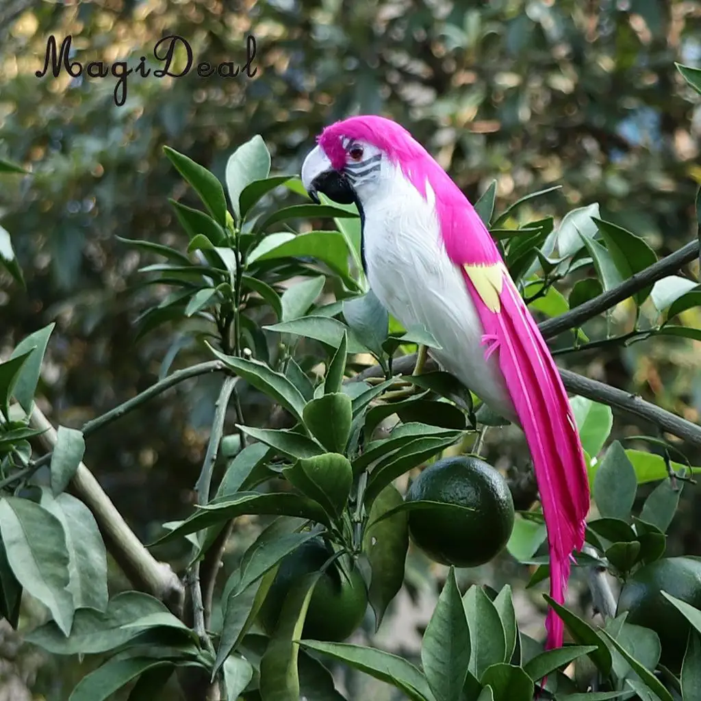 12'' / 30cm Decorative Feather Parrot Model Artificial Bird Statue Macaw Figurine Fancy Dress Props Garden Lwan Tree Decor