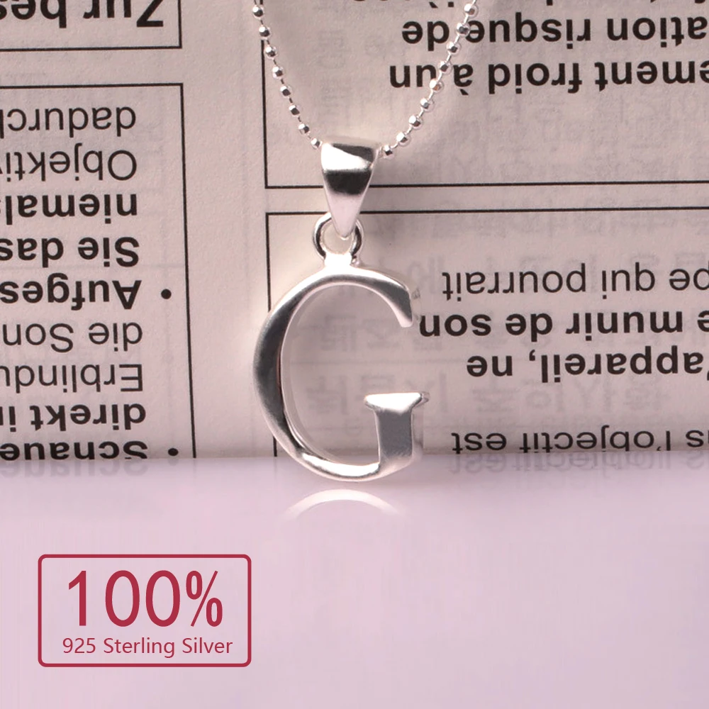 

Women round bead chains 100% 925 sterling silver necklace F letter Pendant necklace Souvenirs lover's gifts Pure silver jewelry
