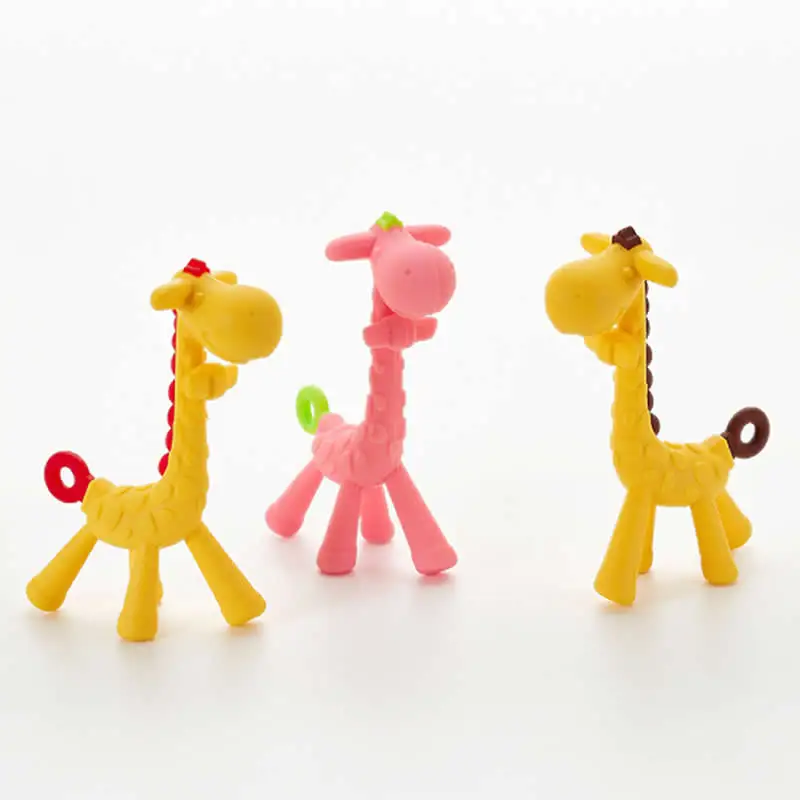 

Baby Safety Teether Pacifier Cartoon Dental Care Silicone Baby Teeth Deer Molar Giraffe Biting Teether