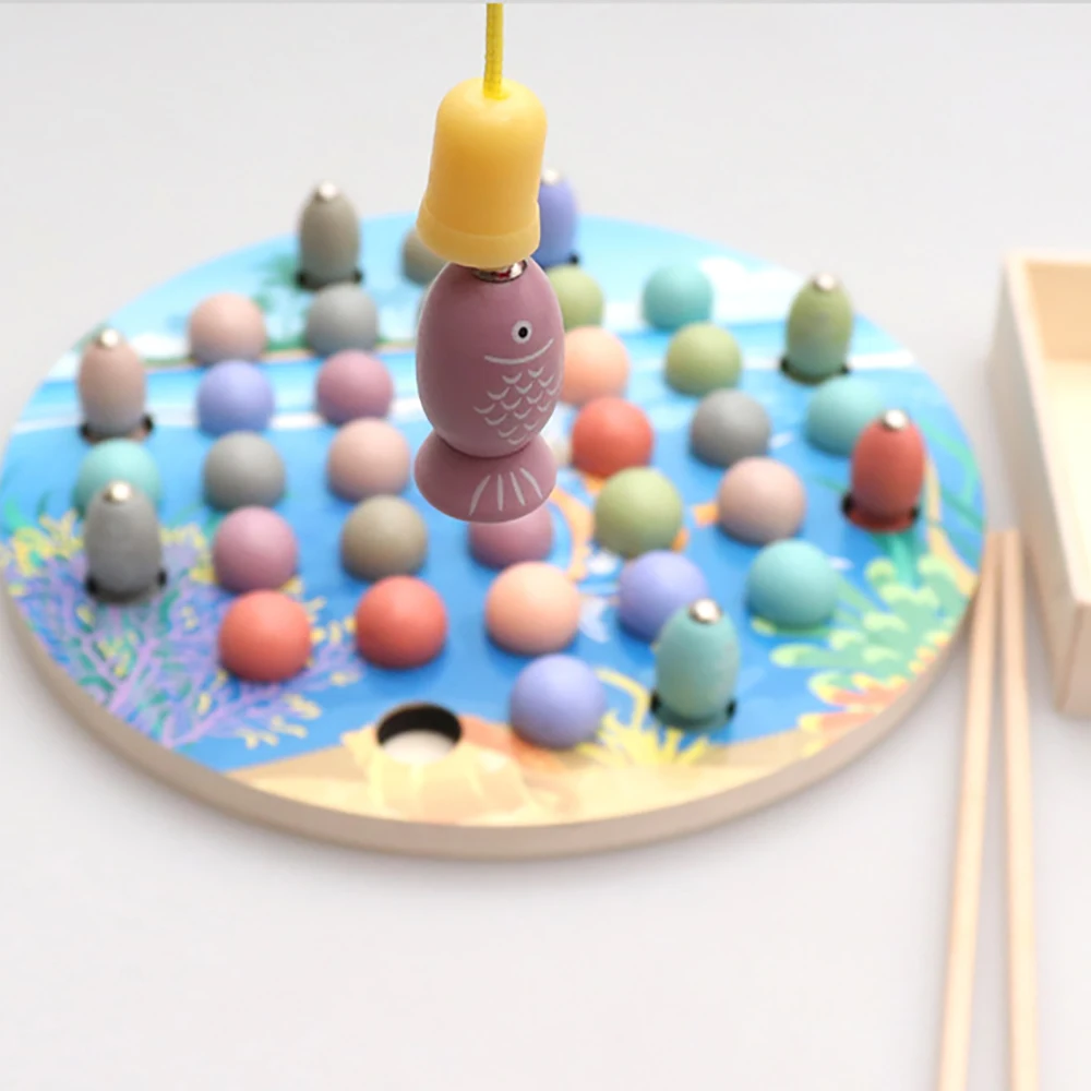 

Candy color Arrival Kids Early Educational Wood Toys Multi-functional learning Clip Beads Fishing Toy For Children Montessori