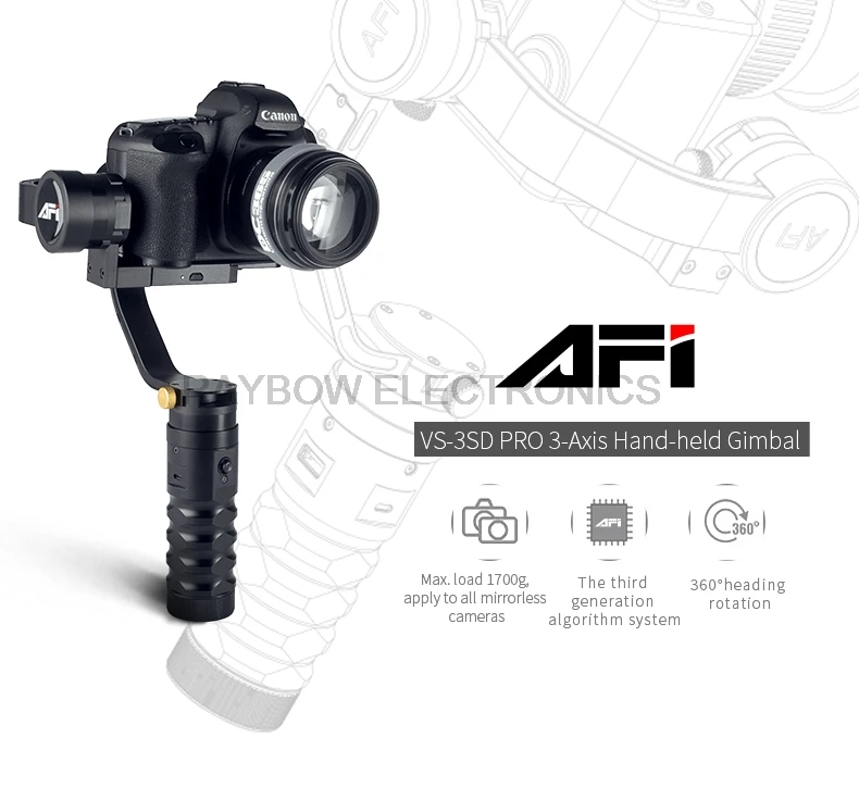 Afi vs 3sd Pro 3 Axi DSLR беззеркальных Gimbal Бесщеточный для 360 градусов Canon Sony цифровых