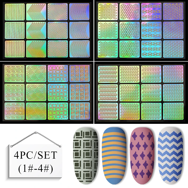 24 типа полые лазерные наклейки для дизайна ногтей, набор трафаретов для гель-лака, виниловые наконечники для ногтей, руководство по переводу, шаблон, наклейки для ногтей, наклейки s - Цвет: W1092